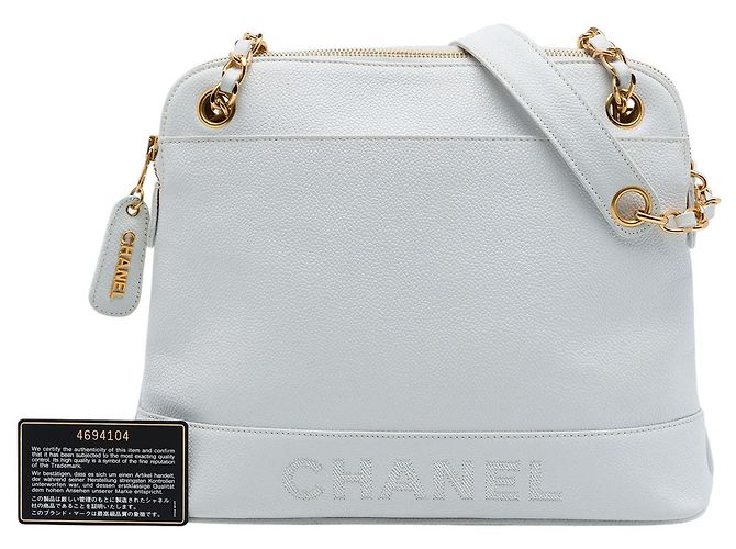 Borsa a Spalla Chanel White Caviar Logo Chain Bianco Bianco sporco - vista 7