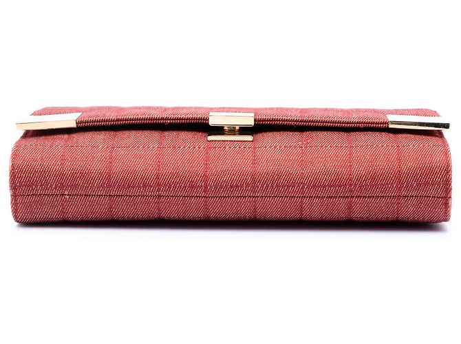 Chanel Red CC Choco Bar Denim Chain Flap Rosso - vista 3