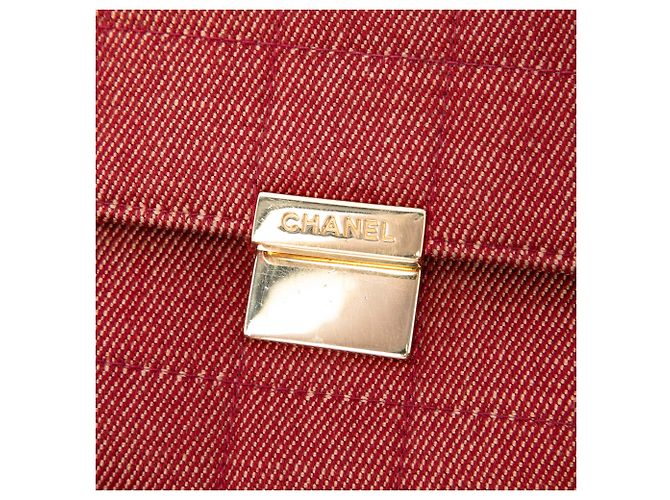 Chanel Red CC Choco Bar Denim Chain Flap Rosso - vista 5