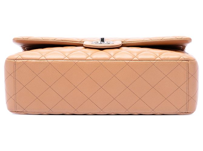 Chanel Brown Maxi Classic Caviar Single Flap Marrone Caramello - vista 3