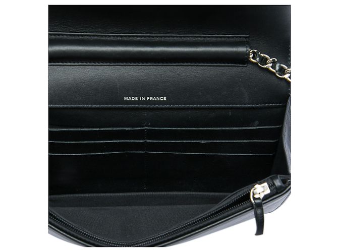Wallet On Chain Portafoglio con catena Chanel Black CC in vernice con strass Nero - vista 4
