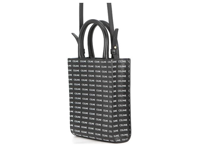 Céline Borsa a mano cabas verticale in pelle Celine Mini Nero Bianco - vista 2