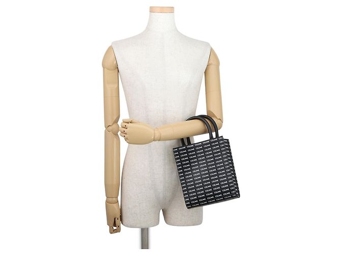 Céline Borsa a mano cabas verticale in pelle Celine Mini Nero Bianco - vista 4