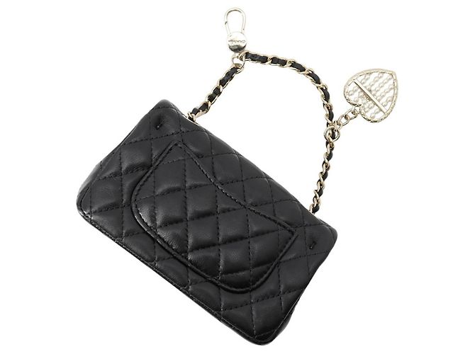 Chanel Handtaschen-Anhänger in Schwarz und Champagnergold Golden - Ansicht 3