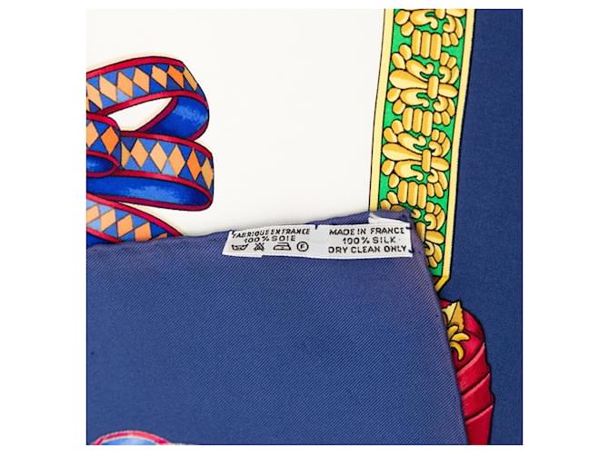 Hermès Hermes Carre 90 LES RUBANS DU CHEVAL Sciarpa Multicolore Blu navy - vista 8