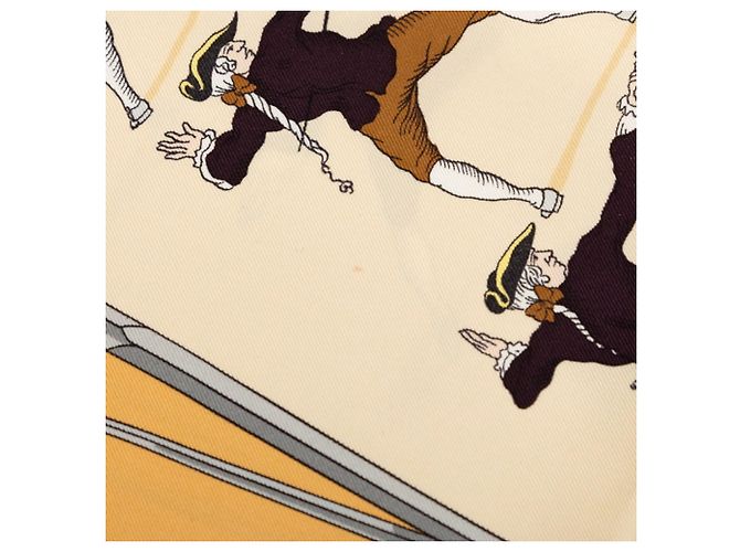 Hermès Foulard Hermes Carre 90 Fencing TRAITE DES ARMES Beige - vista 7