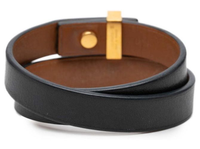 Hermès Pulsera Hermes Mini Dog Double Tour Negro Dorado - vista 3
