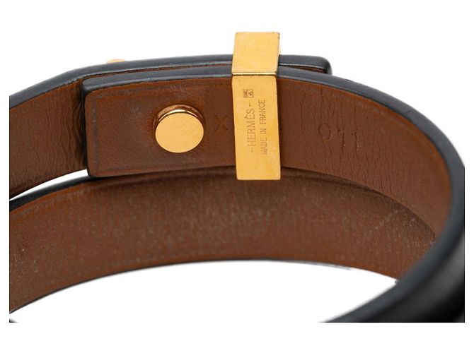 Hermès Pulsera Hermes Mini Dog Double Tour Negro Dorado - vista 4