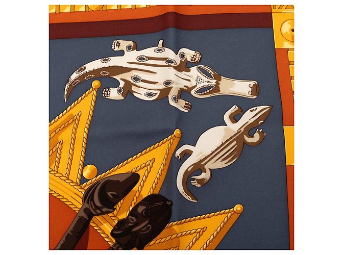 Hermès Hermes Carre 90 Cuillers D'AFRIQUE Sciarpa Marrone Multicolore - vista 6
