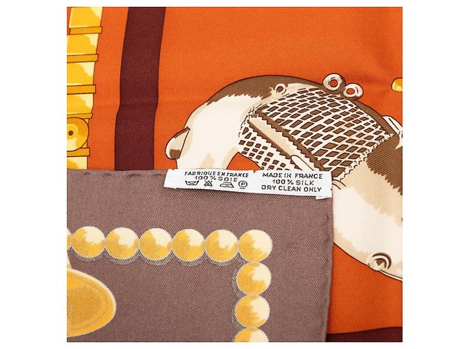 Hermès Hermes Carre 90 Cuillers D'AFRIQUE Sciarpa Marrone Multicolore - vista 7