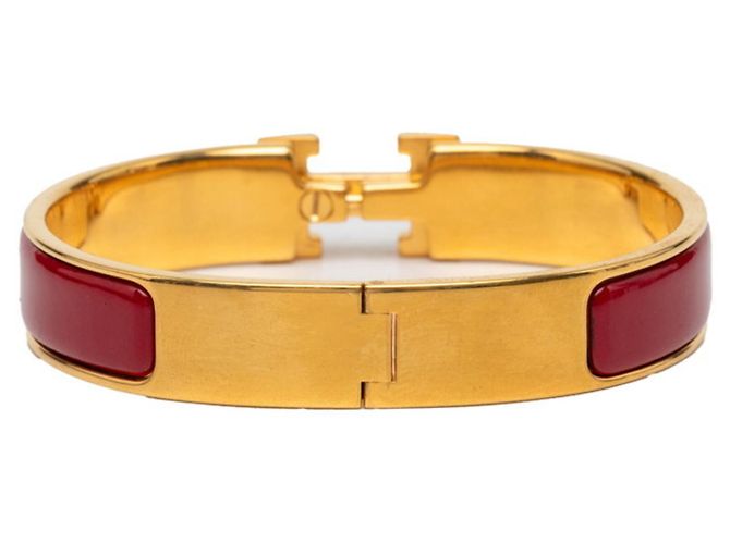 Hermès Pulsera de esmalte Click H PM Hermes Roja Dorado - vista 3