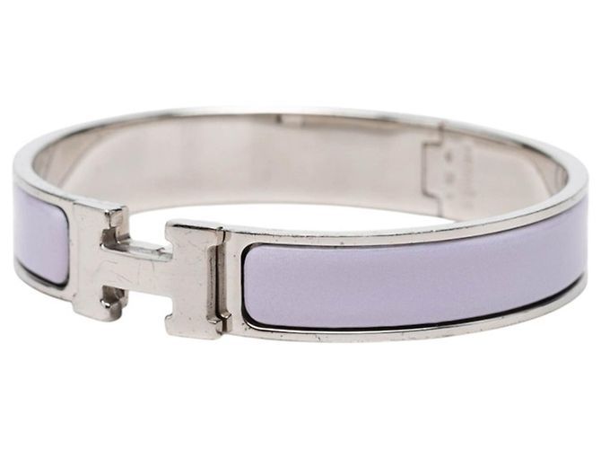 Hermès Pulsera de esmalte Hermes Click H GM Plata Púrpura - vista 2