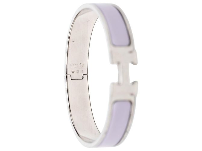 Hermès Pulsera de esmalte Hermes Click H GM Plata Púrpura - vista 4