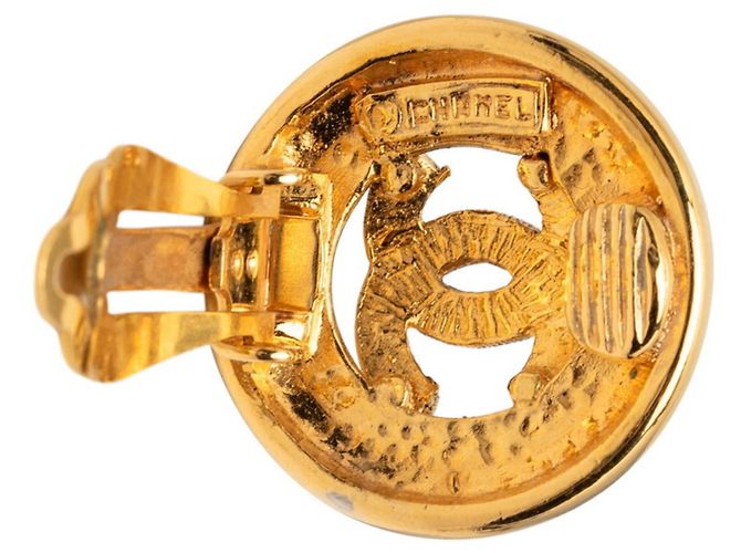 Orecchini a clip rotondi Chanel Coco Mark Vintage D'oro - vista 3