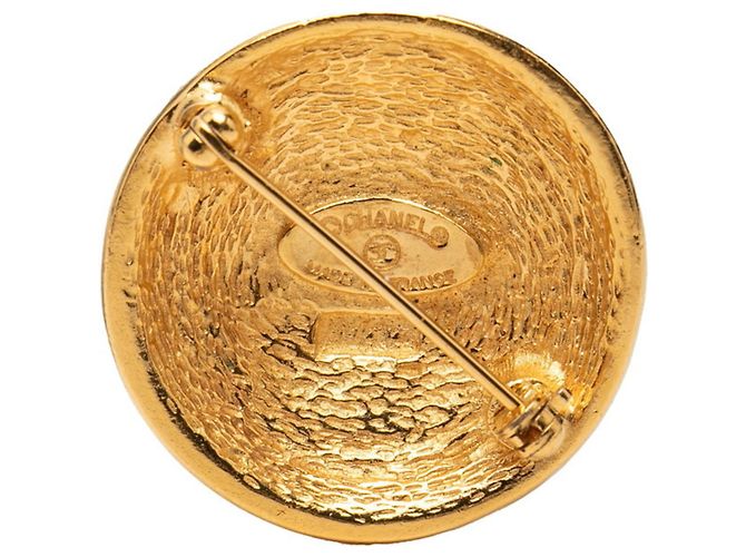 Timeless Broche redondo vintage Chanel Coco Mark Dorado - vista 2