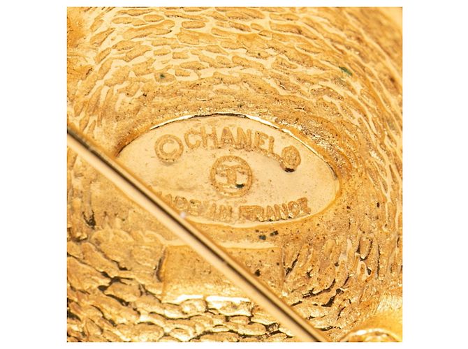 Timeless Broche redondo vintage Chanel Coco Mark Dorado - vista 3