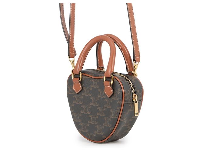 Céline Borsa a mano Celine Triomphe Heart in pelle Marrone - vista 2