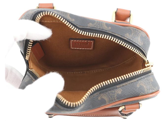 Céline Borsa a mano Celine Triomphe Heart in pelle Marrone - vista 6