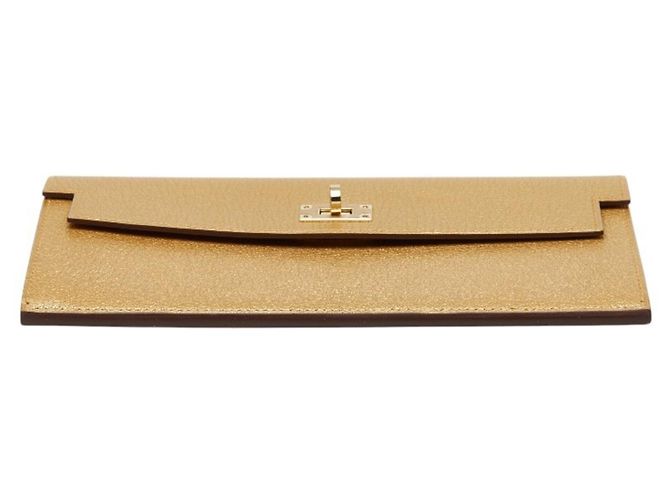 Hermès Cartera larga Kelly Pocket en piel de cabra Gold Dorado - vista 3