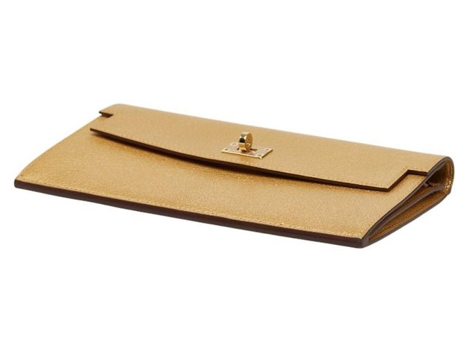 Hermès Cartera larga Kelly Pocket en piel de cabra Gold Dorado - vista 4