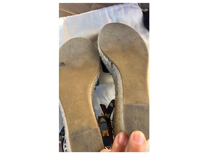 Valentino Garavani Rockstud Espadrilles Zeppa Denim Blu Beige - vista 5
