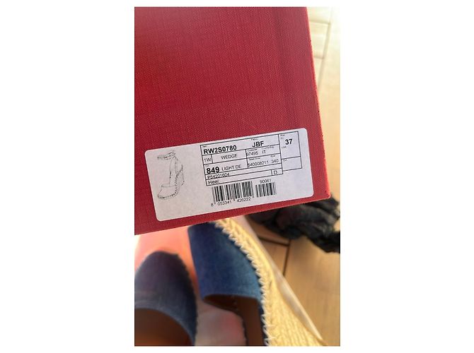 Valentino Garavani Rockstud Espadrilles Zeppa Denim Blu Beige - vista 9