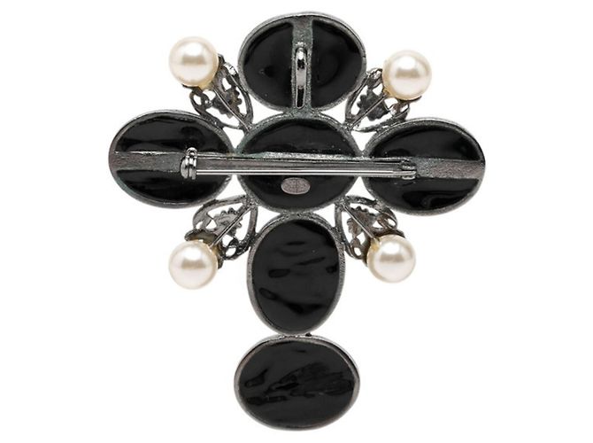 Chanel Coco Mark Brosche Schwarz Silber - Ansicht 2