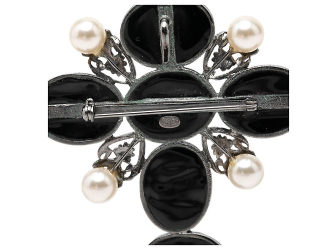 Chanel Coco Mark Brosche Schwarz Silber - Ansicht 3