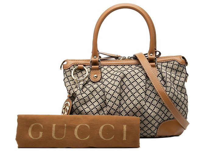 Borsa Gucci Diamante Sukey Marrone Nero Beige - vista 7