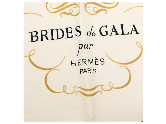 Hermès Hermes Carre 90 BRIDE de GALA Sciarpa cerimoniale Marrone Giallo - vista 4