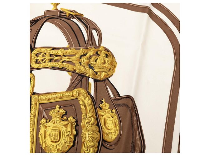 Hermès Hermes Carre 90 BRIDE de GALA Sciarpa cerimoniale Marrone Giallo - vista 6