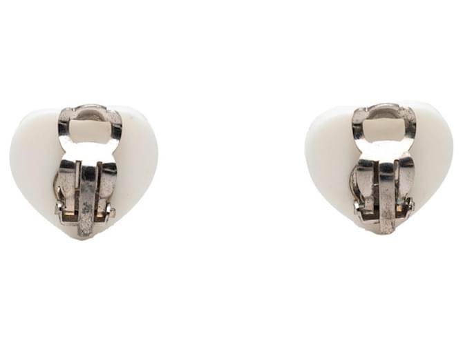 Orecchini Chanel Coco Mark Heart Bianco - vista 2