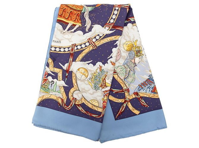 Hermès Sciarpa Hermes Carre 90 Cavaliers des Nuages Blu Multicolore - vista 2