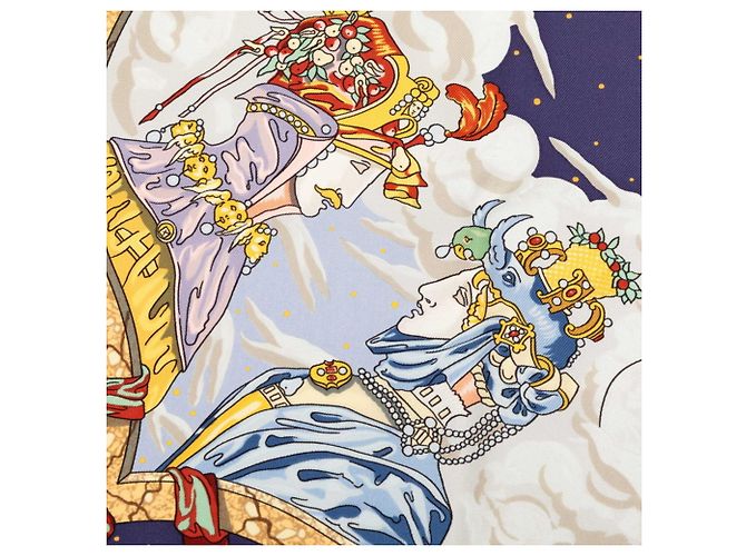 Hermès Sciarpa Hermes Carre 90 Cavaliers des Nuages Blu Multicolore - vista 5