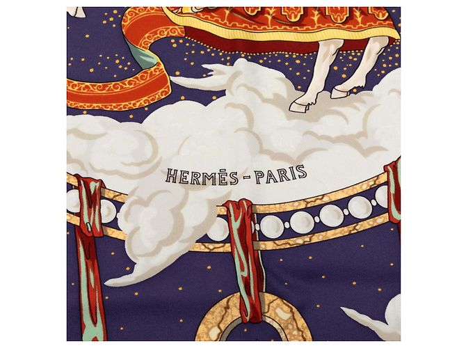 Hermès Sciarpa Hermes Carre 90 Cavaliers des Nuages Blu Multicolore - vista 6