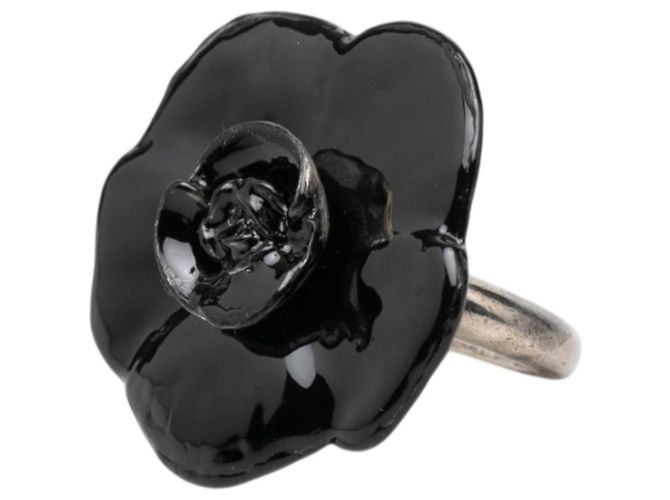 Anello Camellia Chanel Nero e Argento Metallo - vista 2