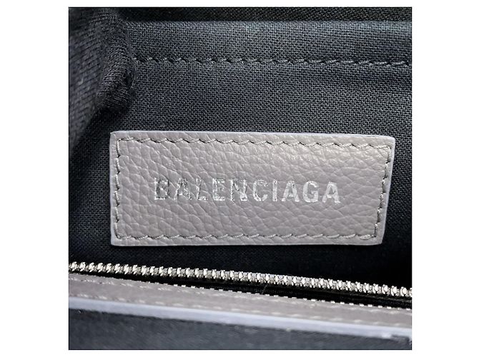 Borsa Tote Balenciaga in pelle e tela grigio scuro - vista 15