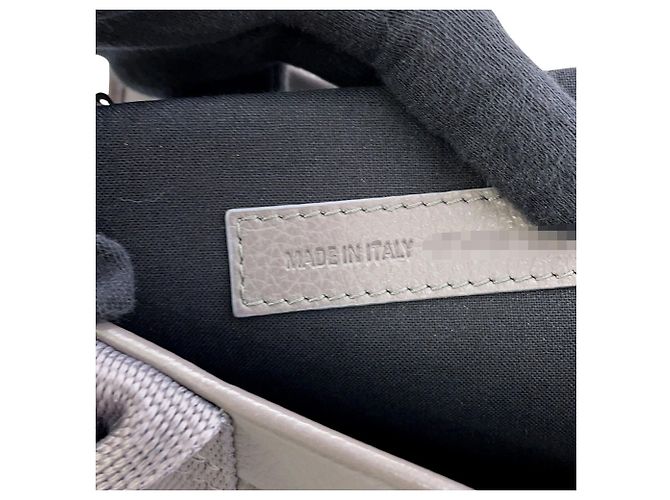 Borsa Tote Balenciaga in pelle e tela grigio scuro - vista 16