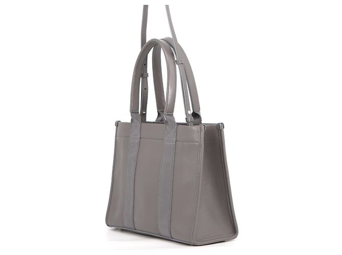 Borsa Tote Balenciaga in pelle e tela grigio scuro - vista 2