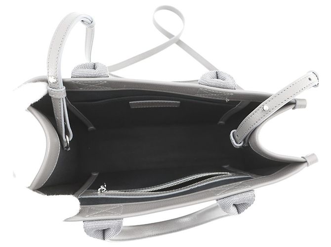 Borsa Tote Balenciaga in pelle e tela grigio scuro - vista 6