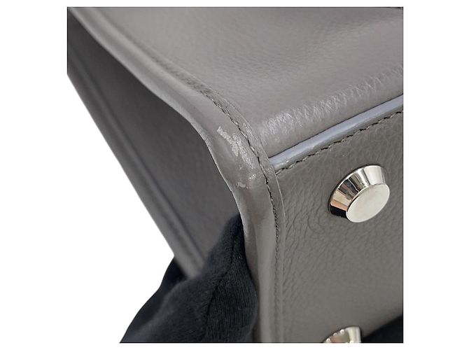 Borsa Tote Balenciaga in pelle e tela grigio scuro - vista 8