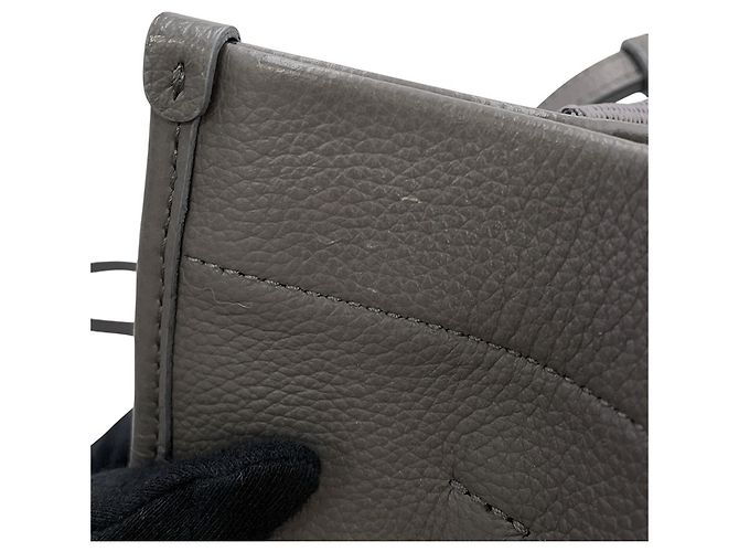 Borsa Tote Balenciaga in pelle e tela grigio scuro - vista 9
