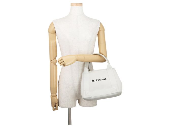 Sac cabas Balenciaga Navy Cabas XS Blanc - vue 4
