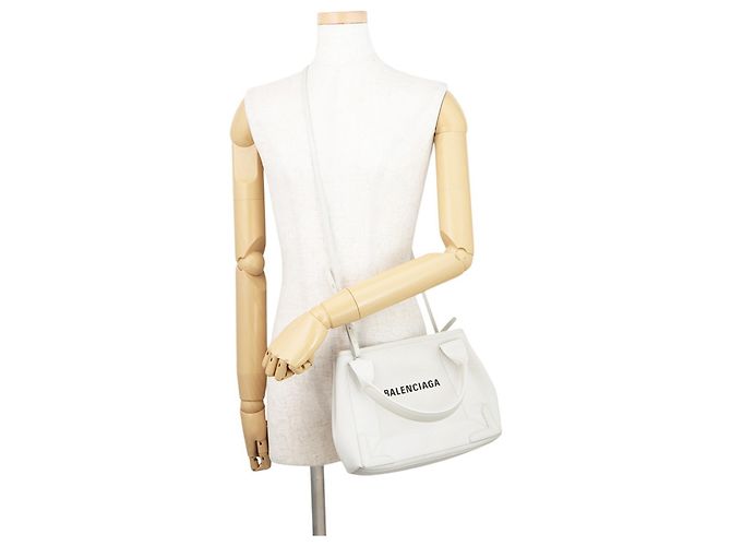 Sac cabas Balenciaga Navy Cabas XS Blanc - vue 5