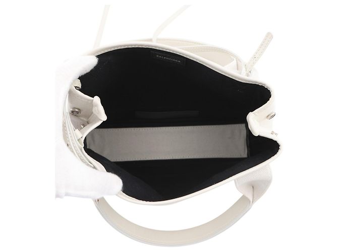 Sac cabas Balenciaga Navy Cabas XS Blanc - vue 6