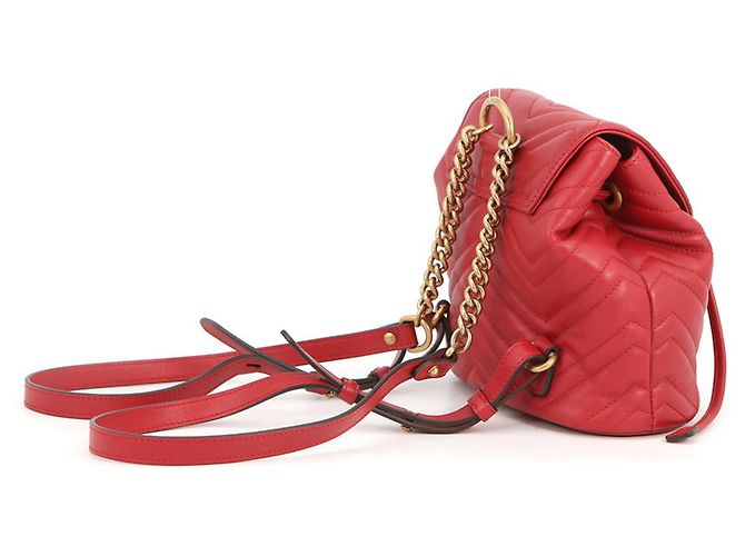 Zaino Gucci GG Marmont in pelle Rosso - vista 2