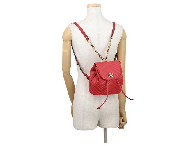 Zaino Gucci GG Marmont in pelle Rosso - vista 4