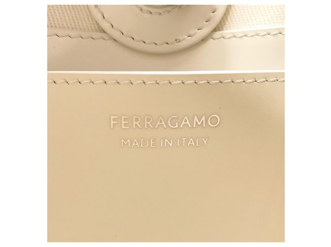 Bolsa de mão pequena em lona com recortes Salvatore Ferragamo Branco - vista 13