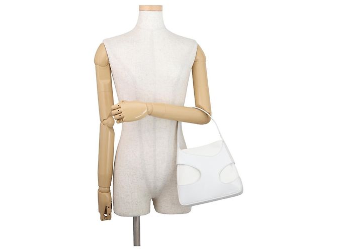 Bolsa de mão pequena em lona com recortes Salvatore Ferragamo Branco - vista 4