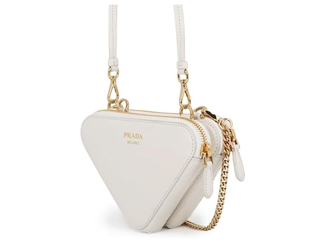 Prada Saffiano Triangle Mini Pouch Weiß - Ansicht 2